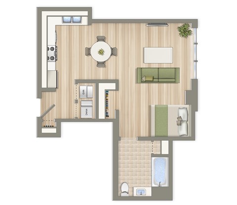 Floor plan for studio, 1 bath, 552 sqft